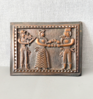 Retro vörösréz falikép – Táncoló pár zenésszel (19,5 x 14,5 cm)