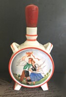Antik Drasche / Iparművész KTSZ Porcelán Kulacs – Bereznay Vilma mintás, Díszkulacs-eredeti dugóval