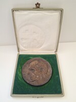 Borsos Miklós, Bartók bronz plakett 1970, dobozában, 10,2 cm