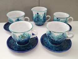 Morvay Zsuzsa kerámia teás, cappuccinós készlet 4 db csészével