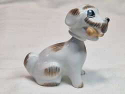Aquincumi különleges mozgatható fejű bólogató porcelán kutya figura hibátlan állapotban 7 cm. magas