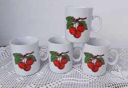 4 db ritka mintájú meggyes cseresznyés Zsolnay porcelán bögrék bögre Gyümölcsös nosztalgia darabok,