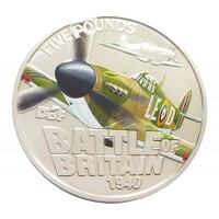 Guernsey,5 pounds 2010 - Angliai csata - Hurricane vadászgép aUNC+ nikkel