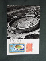 Képeslap,CM,bélyeg,alkalmi bélyegzés,Budapest,Szocfilex V.,Moszkva,Olimpiai stadion,1975-