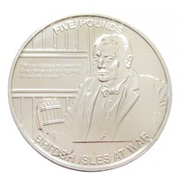Guernsey,5 pounds 2010 - Brit-szigetek a háborúban - Winston Churchill aUNC+ nikkel