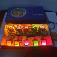 Retro csodaszép karácsonyi fém Szentjános lámpás lampion fényfüzér izzósor szocreál csehszlovák
