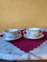 Zsolnay porcelán leveses csésze kistányérral.