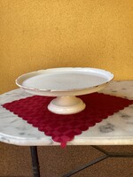 Antik jelzett talpas porcelán tortatál 35x12 cm.