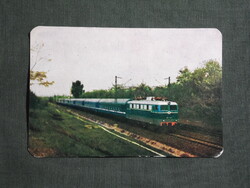 Kártyanaptár,MÁV,vasút,utazás,Ganz Mávag V43 villanymozdony,szerelvény, 1974   (8)