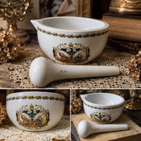 Nagyméretű,  27 cm KŐPORC laboratóriumi porcelán mozsár I. Ferenc József és II. Vilmos portréjával