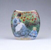 2B204 Jelzett kisméretű Monet díszes Goebel porcelán díszváza 7 cm