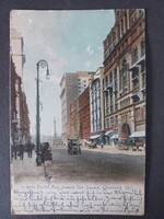 Cleveland (Ohio) – Euclid Avenue a Public Square felé, korai automobilokkal és lovaskocsikkal