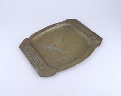 2B184 Antik szecessziós Sandrik réz kínáló tálca 27 cm