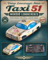 Lemezárugyár Meteor Taxi 51 lendkerekes lemezautó, működő, 15,5 cm