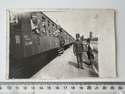 -AX768- Orosz hadifoglyok vonat fotólap fotó vasút Frische Russen Brück Sohn katonai képeslap