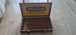 Schmincke retro festő fa doboz, festéktartó.