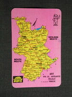 Kártyanaptár,AFIT XVII. sz. Tátra,IFA autójavító vállalat,Túrkeve,térképes, 1977   (8)