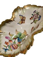 Levél alakú Viktória mintás Herendi porcelán hamutál