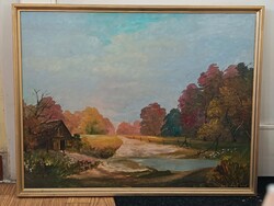Szabó László , erdei út 73x56cm olajfestmény. Kisautó, játék csere is érdekel
