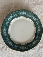Zsolnay zöld Pompaodur lapostányér 24cm