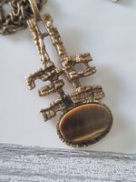 Pentti Sarpaneva finn brutalista design nyaklánc, tigrisszemmel- '70- es évek