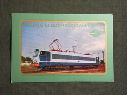 Kártyanaptár,MÁV,vasút,Ganz Mávag V63 villanymozdony, 1976   (8)