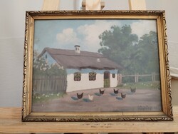 (MLF) Püspöky Mihály falusi udvar 35x28 cm kerettel