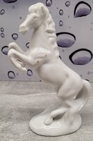 Retro hófehér ágaskodó ló / paripa porcelán figura - 16 cm