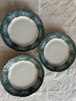 Zsolnay zöld Pompaodur kistányér 3db 19cm