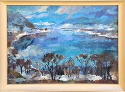 György Jets (1925-1996): Winter Landscape, (Danube Bend?), Képcsarnok