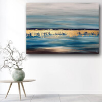 JMModernAbstract: COAST IN GOLD 100X70 cm-es kortárs festmény feszített vásznon