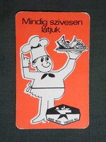 Kártyanaptár,Nógrád megye vendéglátó vállalat,Salgótarján,grafikai,szakács, 1979   (8)