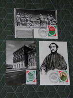 Képeslap,CM,bélyeg,alkalmi bélyegzés,3db Budapest 150 éves a Magyar Tudományos Akadémia sor,1975-