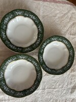 Zsolnay zöld Pompaodur mèlytányér 3db 24cm