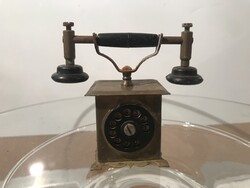 FÉM - RÉZ - MINIATŰR  - TELEFON  - 8 x 7 x 4 cm - OSZTRÁK - HIBÁTLAN