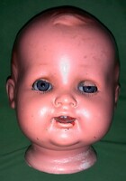 Antik Seyfarth&Reinhardt sorszámos jelzett német porcelán játék babafej súlyozott üvegszemekkel 14cm
