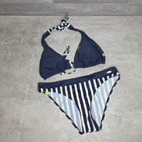 Budmil sötétkék-fehér csíkos női bikini, M