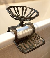 Antik art deco szappantartó kádra régi szappan és szivacstartó + pohártartó és szappantartó