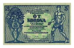 5 Korona Postatakarékpénztár-jegy 1919 Osztrák-Magyar Bank aUNC-UNC, hajtatlan