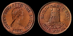 E 1369 Jersey 1 penny 1986 Elizabeth II
