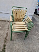 Retro vendéglátos székek régi kerti székek csővázas karos kerti szék régi rakásolható éttermi szék
