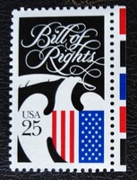 USA2050sz / USA  1989 200 éves a Jogok Nyilatkozata bélyeg postatiszta ívszéli színskálával