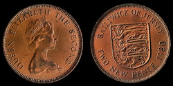 E 1383 Jersey 2 New Pence 1980 Elizabeth II