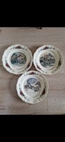 Francia Sarreguemines gyár Obernai sorozatból 3db hibátlan 25,5cm átmérőjű H.Loux művészi képeivel