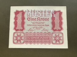 MUSTER / MINTA 1 korona 1922 Ausztria AUNC Osztrák Nemzeti Bank (OeNB) emlékkiadásban