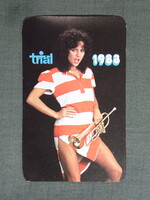 Kártyanaptár,Triál,sport,játék,hangszer üzletek,erotikus női modell, 1983   (8)