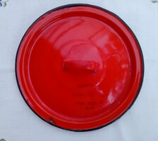Régi piros Bonyhádi zománcozott fedő 14 cm