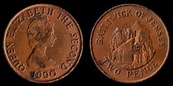 E 1396 Jersey 2 pence 1990 Elizabeth II