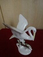 Román porcelán figura, kézzel festett pelikán, magassága 16 cm. Jókai