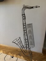 Retro nagymeretu kezzel készített egyedi CD/ esernyő tartó 90cm